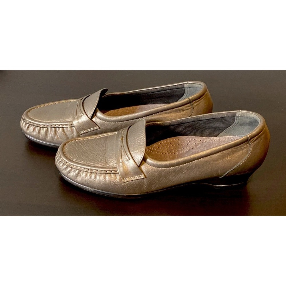 Womens SAS Easier Tripad‎ Metallic Silver Slip On Comfort Loafers Size 9M